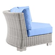 Outdoor patio wicker rattan 5-piece sectional sofa furniture set in light gray/ light blue by Modway additional picture 8