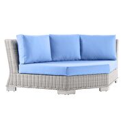 Outdoor patio wicker rattan 5-piece sectional sofa furniture set in light gray/ light blue by Modway additional picture 9