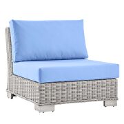 Outdoor patio wicker rattan 5-piece sectional sofa furniture set in light gray/ light blue by Modway additional picture 10