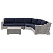 Outdoor patio wicker rattan 5-piece sectional sofa furniture set in light gray/ navy by Modway additional picture 2