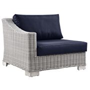 Outdoor patio wicker rattan 5-piece sectional sofa furniture set in light gray/ navy by Modway additional picture 11