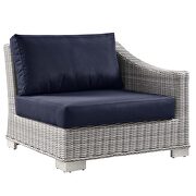 Outdoor patio wicker rattan 5-piece sectional sofa furniture set in light gray/ navy by Modway additional picture 12