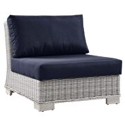 Outdoor patio wicker rattan 5-piece sectional sofa furniture set in light gray/ navy by Modway additional picture 13