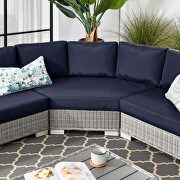 Outdoor patio wicker rattan 5-piece sectional sofa furniture set in light gray/ navy by Modway additional picture 14
