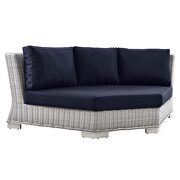 Outdoor patio wicker rattan 5-piece sectional sofa furniture set in light gray/ navy by Modway additional picture 5