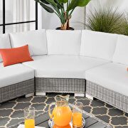 Outdoor patio wicker rattan 5-piece sectional sofa furniture set in light gray/ white by Modway additional picture 14