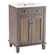 Gray finish solid mindi wood bathroom vanity by Modway additional picture 2