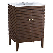 Walnut finish solid mindi wood bathroom vanity by Modway additional picture 2