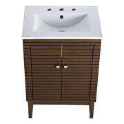 Walnut finish solid mindi wood bathroom vanity by Modway additional picture 6