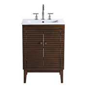Walnut finish solid mindi wood bathroom vanity by Modway additional picture 7