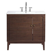 Walnut finish solid mindi wood bathroom vanity 36 by Modway additional picture 6