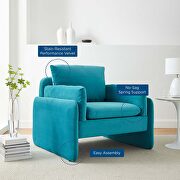 Blue finish stain-resistant performance velvet upholstery chair by Modway additional picture 9