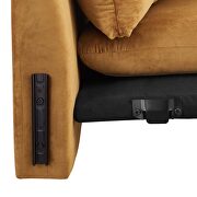 Cognac finish stain-resistant performance velvet upholstery sofa by Modway additional picture 2