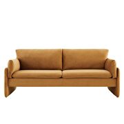 Cognac finish stain-resistant performance velvet upholstery sofa by Modway additional picture 5