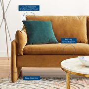 Cognac finish stain-resistant performance velvet upholstery sofa by Modway additional picture 9