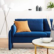 Navy finish stain-resistant performance velvet upholstery sofa by Modway additional picture 3