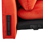Orange finish stain-resistant performance velvet upholstery sofa by Modway additional picture 2