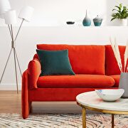 Orange finish stain-resistant performance velvet upholstery sofa by Modway additional picture 3