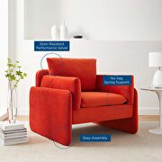 Orange finish stain-resistant performance velvet upholstery chair by Modway additional picture 9
