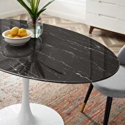 Artificial marble dining table in white black additional photo 3 of 5