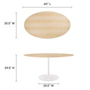 Oval dining table in white natural by Modway additional picture 8
