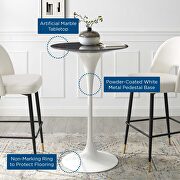 Artificial marble bar table in white black by Modway additional picture 3