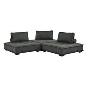 Tufted fabric upholstery modular design 3-piece sofa in gray finish by Modway additional picture 5