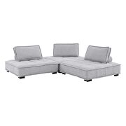 Tufted fabric upholstery modular design 3-piece sofa in light gray finish by Modway additional picture 5