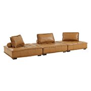 Tufted vegan leather modular design 3-piece sofa in tan finish by Modway additional picture 2