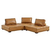 Tufted vegan leather modular design 3-piece sofa in tan finish by Modway additional picture 5