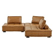 Tufted vegan leather modular design 3-piece sofa in tan finish by Modway additional picture 6