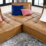 Tufted vegan leather modular design 3-piece sofa in tan finish by Modway additional picture 8