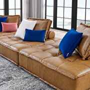 Tufted vegan leather modular design 3-piece sofa in tan finish by Modway additional picture 9