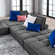 Tufted fabric upholstery modular design 4-piece sofa in gray finish by Modway additional picture 12