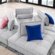 Tufted fabric upholstery modular design 4-piece sofa in light gray finish by Modway additional picture 11