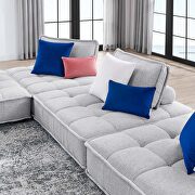 Tufted fabric upholstery modular design 4-piece sofa in light gray finish by Modway additional picture 12