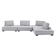Tufted fabric upholstery modular design 4-piece sofa in light gray finish by Modway additional picture 3