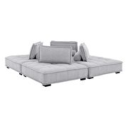 Tufted fabric upholstery modular design 4-piece sofa in light gray finish by Modway additional picture 6