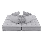 Tufted fabric upholstery modular design 4-piece sofa in light gray finish by Modway additional picture 7