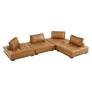 Tufted vegan leather modular design 4-piece sofa in tan finish by Modway additional picture 2