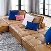 Tufted vegan leather modular design 4-piece sofa in tan finish by Modway additional picture 11