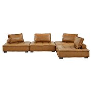 Tufted vegan leather modular design 4-piece sofa in tan finish by Modway additional picture 3