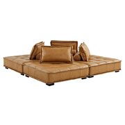 Tufted vegan leather modular design 4-piece sofa in tan finish by Modway additional picture 5