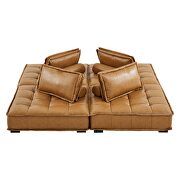 Tufted vegan leather modular design 4-piece sofa in tan finish by Modway additional picture 6