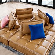 Tufted vegan leather modular design 4-piece sofa in tan finish by Modway additional picture 10