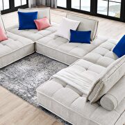 Tufted fabric upholstery modular design 5-piece sofa in beige finish by Modway additional picture 9