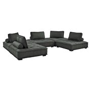Tufted fabric upholstery modular design 5-piece sofa in gray finish by Modway additional picture 2