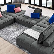 Tufted fabric upholstery modular design 5-piece sofa in gray finish by Modway additional picture 9