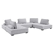 Tufted fabric upholstery modular design 5-piece sofa in light gray finish by Modway additional picture 2