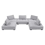 Tufted fabric upholstery modular design 5-piece sofa in light gray finish by Modway additional picture 3